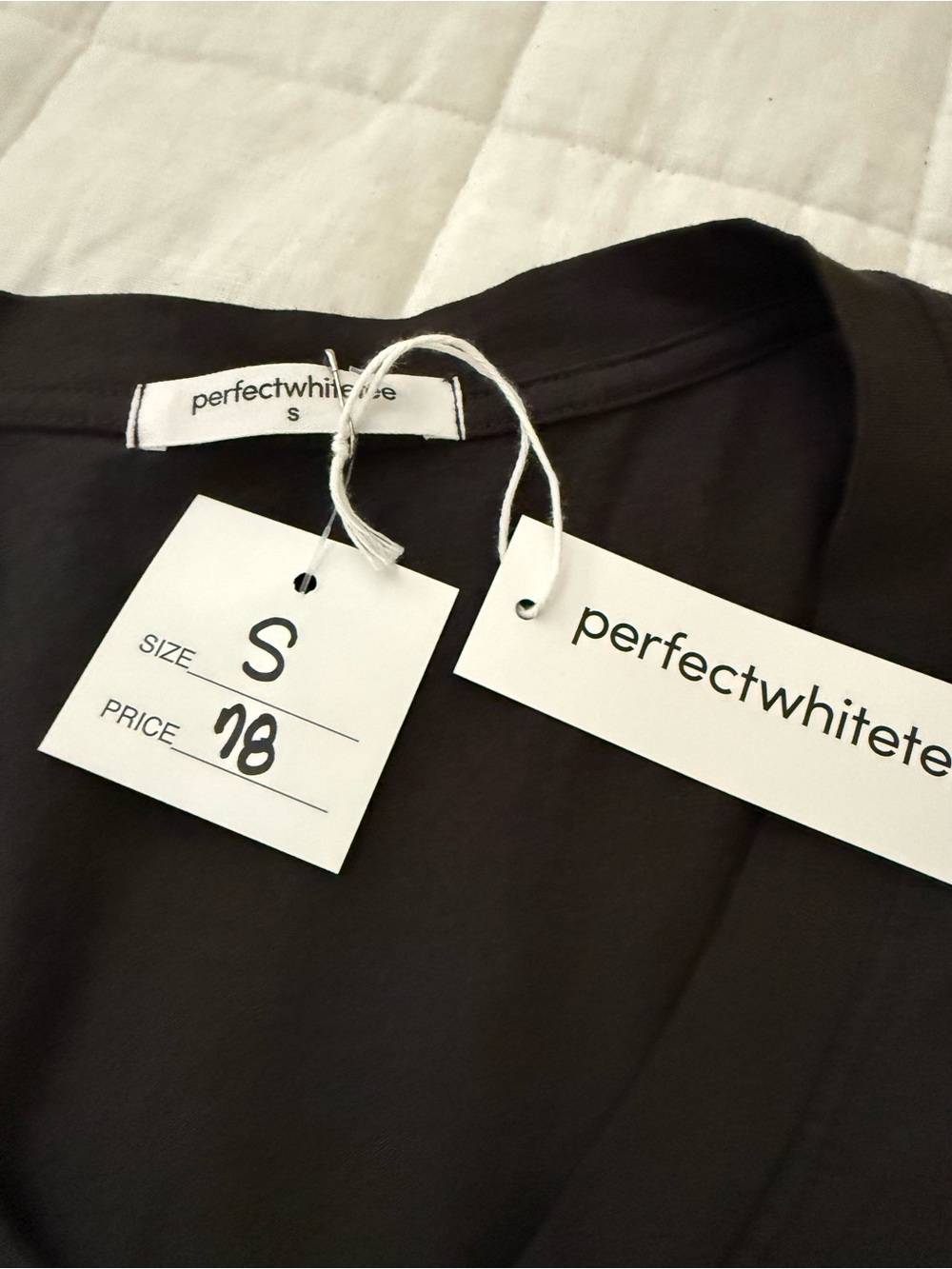 Perfect White Tee Charcoal V-Neck Top with Branded Tags - Picture 2 of 4